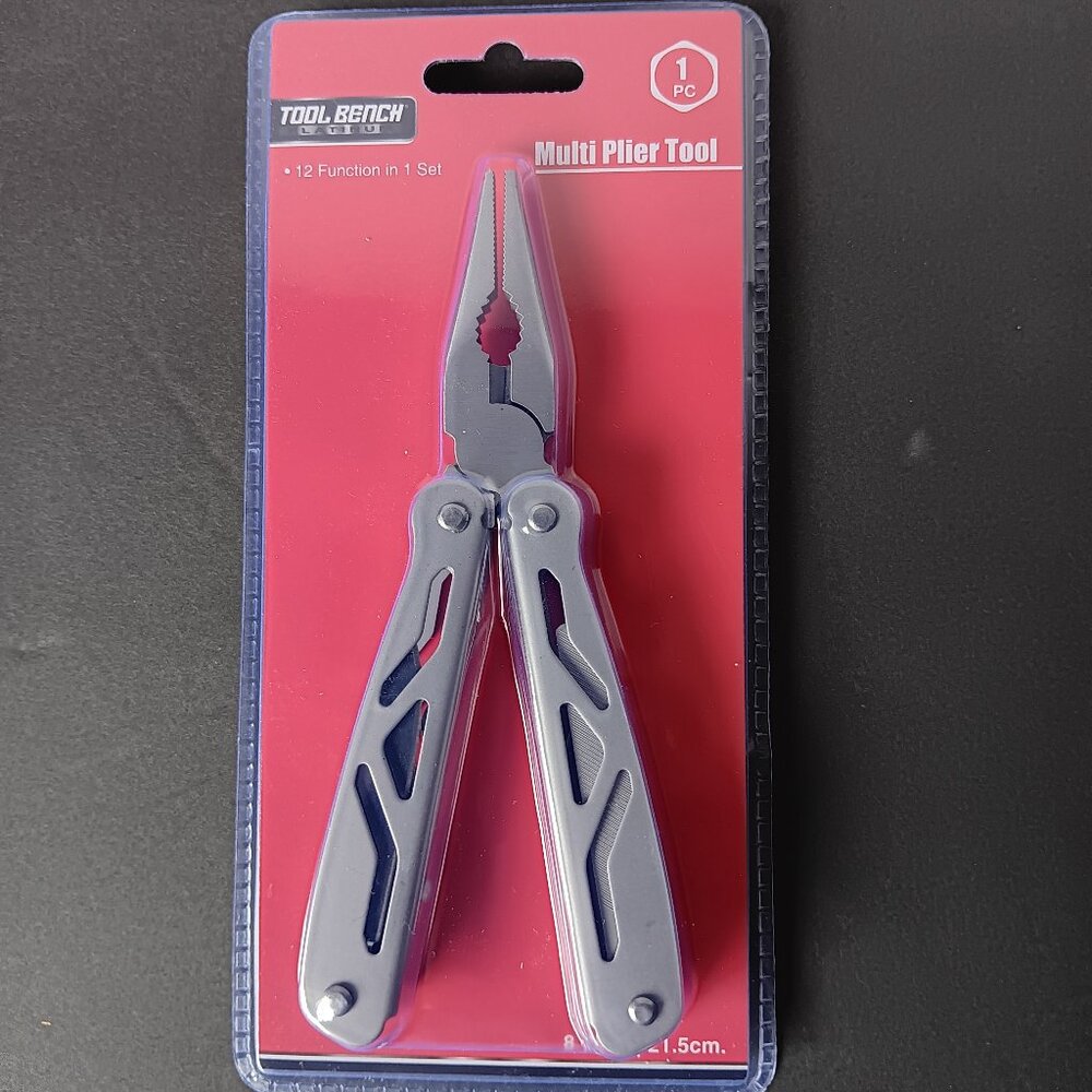 Tool Bench -- 12 Function - Compact - Stainless Steel Multi Function Plier Tool